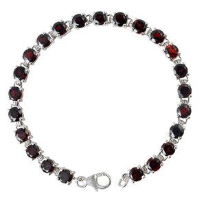 Garnet Tennis Bracelet Set In Rhodium